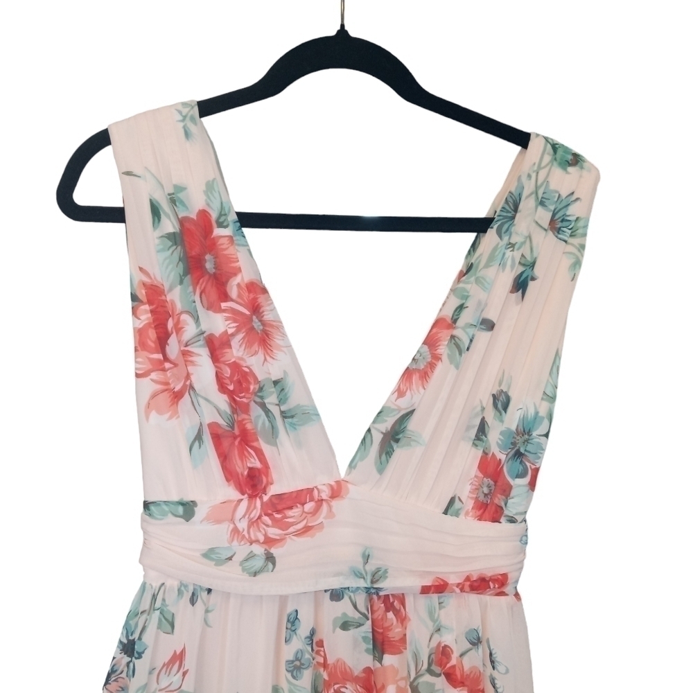 Lulu's Garden Meandering Floral Chiffon Sleeveless Maxi Dress Blush Size Small - Picture 6 of 14